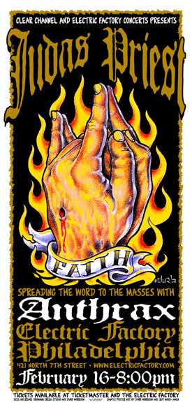 2002 Judas Priest/Anthrax Philadelphia Show Poster or Handbill - Zen Dragon Gallery