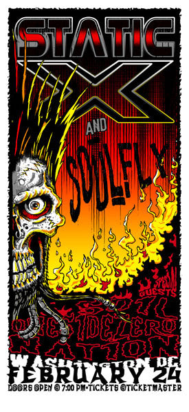 2002 Static X/Soulfly DC Show Poster or Handbill - Zen Dragon Gallery