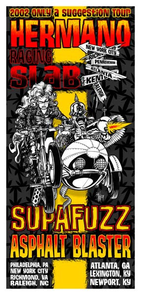 2002 Hermano/Raging Slab/Asphalt Blaster Tour Poster or Handbill - Zen Dragon Gallery