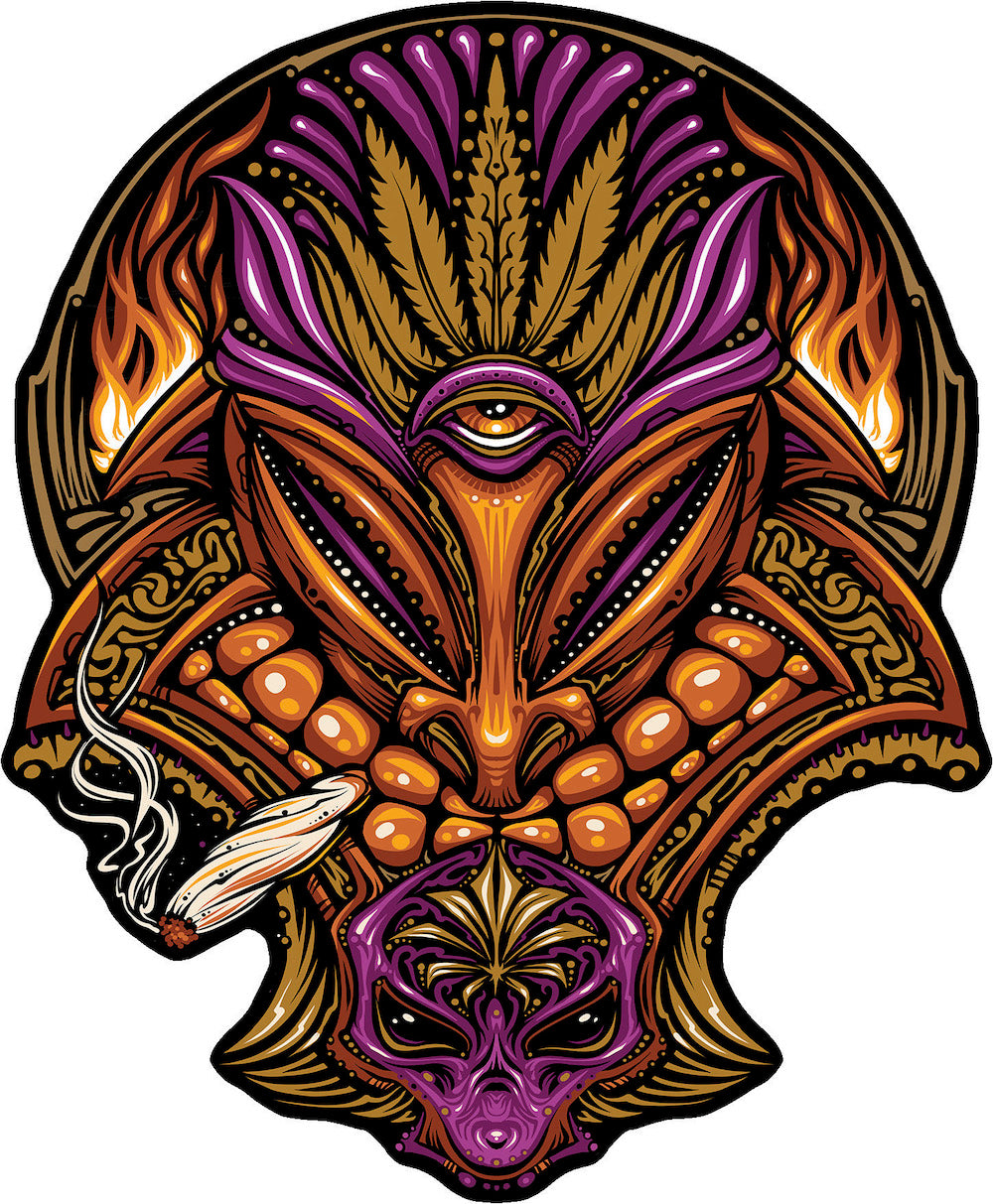 Smokin' Tiki Sticker by Jeff Wood Zen Mystic Studio - Zen Dragon Gallery